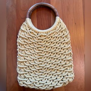 Sigrid Olsen Yellow Cotton Macrame and Bamboo Purse